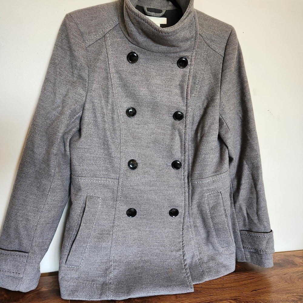 Gray Double-Breasted Peacoat